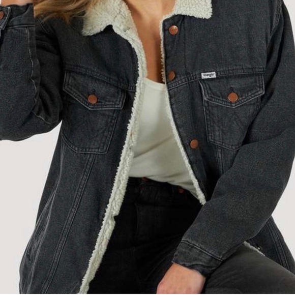 Wrangler womens indigood denim dye sherpa jacket size small - Picture 2 of 9